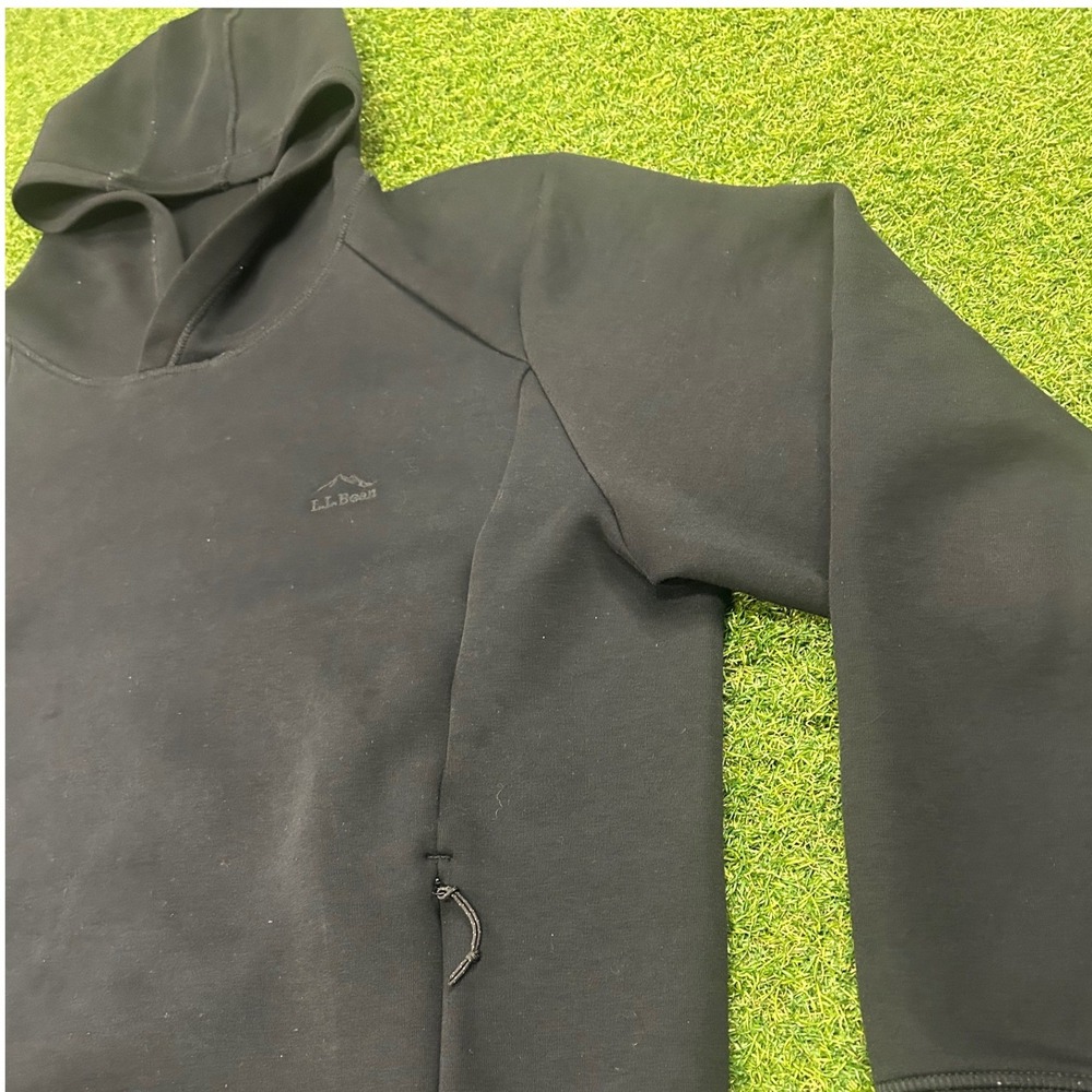 LL Bean Mens Slightly Fitted Hoodie Black Pullover 524835 Large Regular - Picture 4 of 6